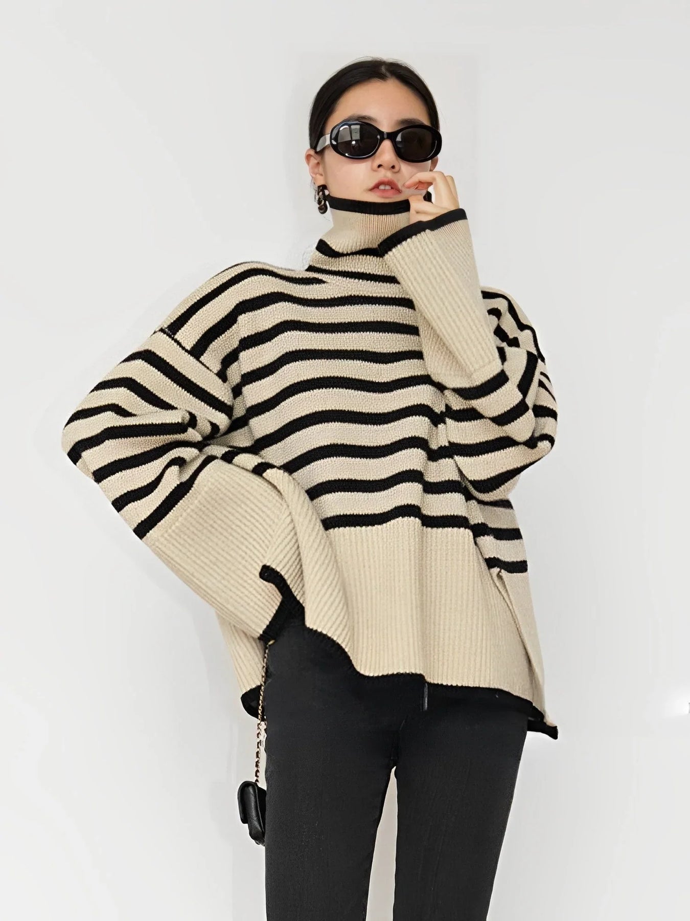 WW | Oversize-Rollkragenpullover aus Baumwoll für Damen - Perfekt für Freizeit-Tage