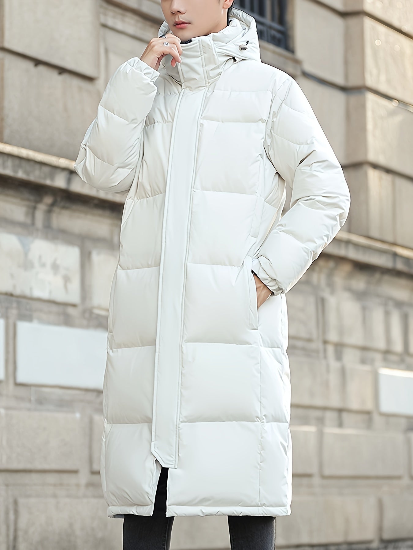 WW | Long Hooded Down Winter Jacket for Men - Perfect for Outdoor Activities