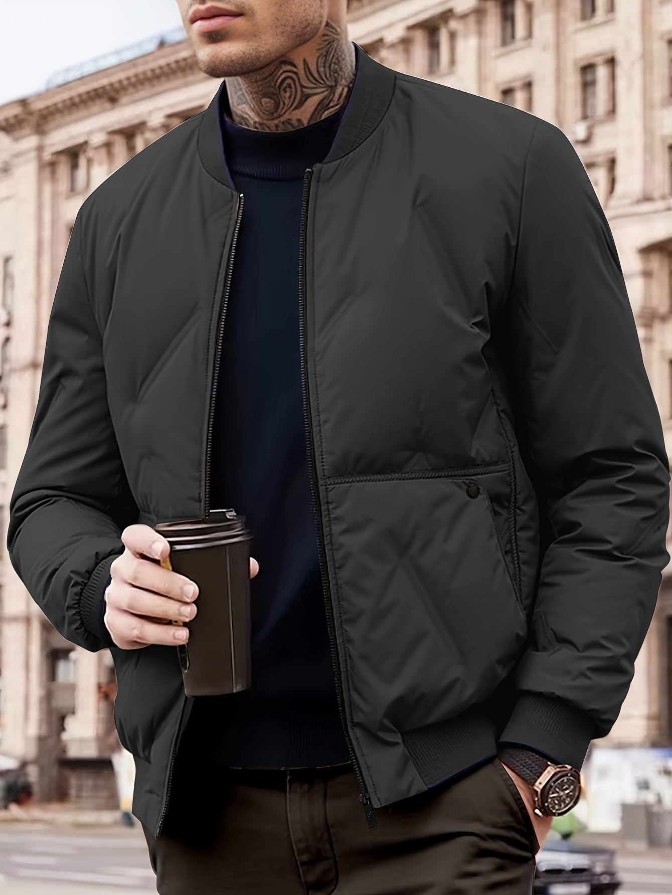 WW | Warm Winter Jacket with Fleece Lining and Pockets for Men - Perfect for Outdoor Activities