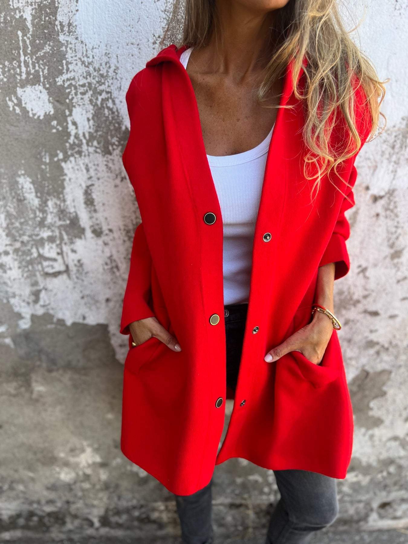 WW | Casual Single-Breasted Blazer with Hood