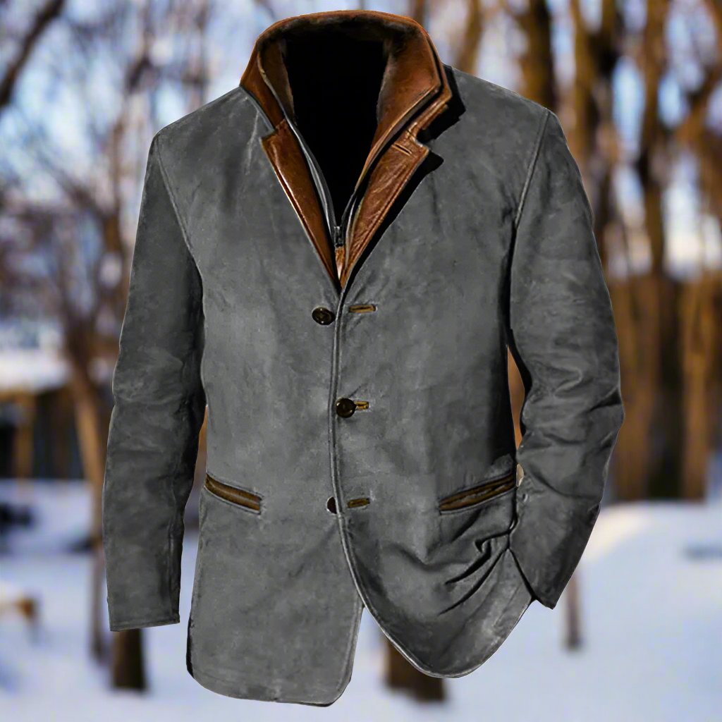 WW | Suede Look With Leather Details Structured Fit Button Closure
