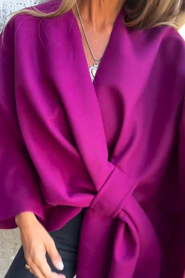 WW | Cozy, loose V-neck stole cape jacket