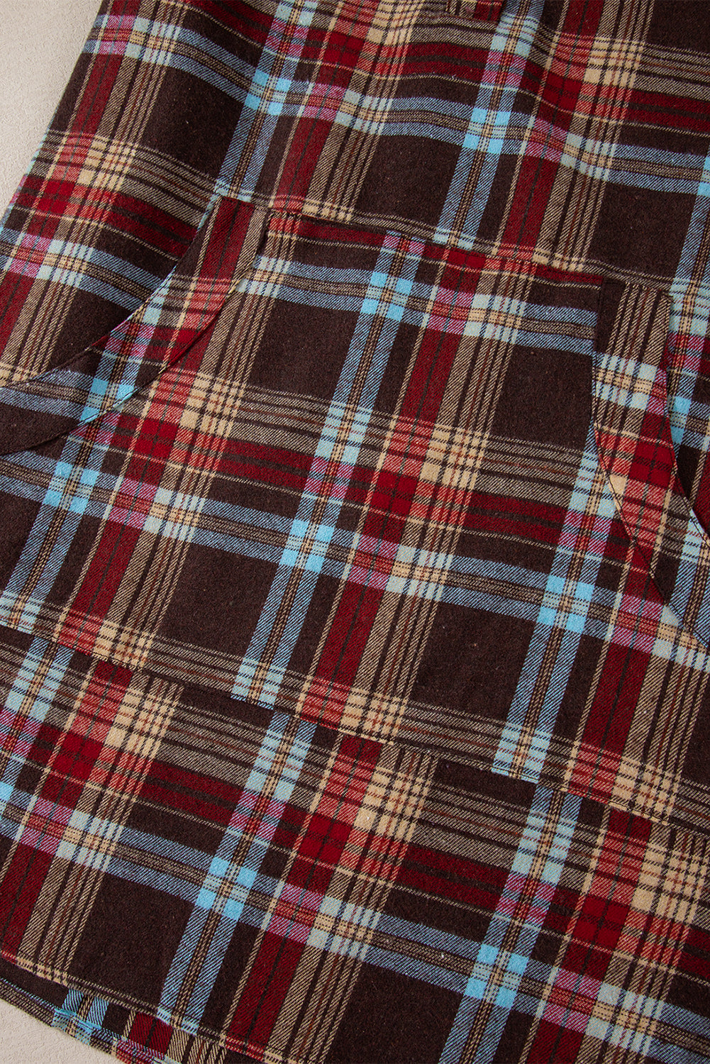 WW | Fiery Red Plus-Size Plaid Kangaroo Pocket Drawstring Hoodie