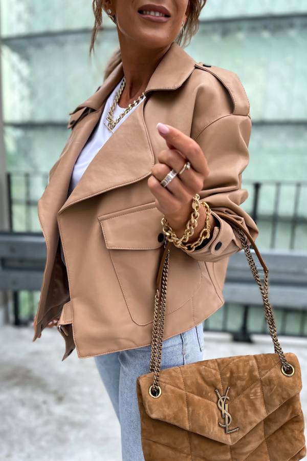 WW | Leder Revers Taschen Britischer Stil Kurzjacke
