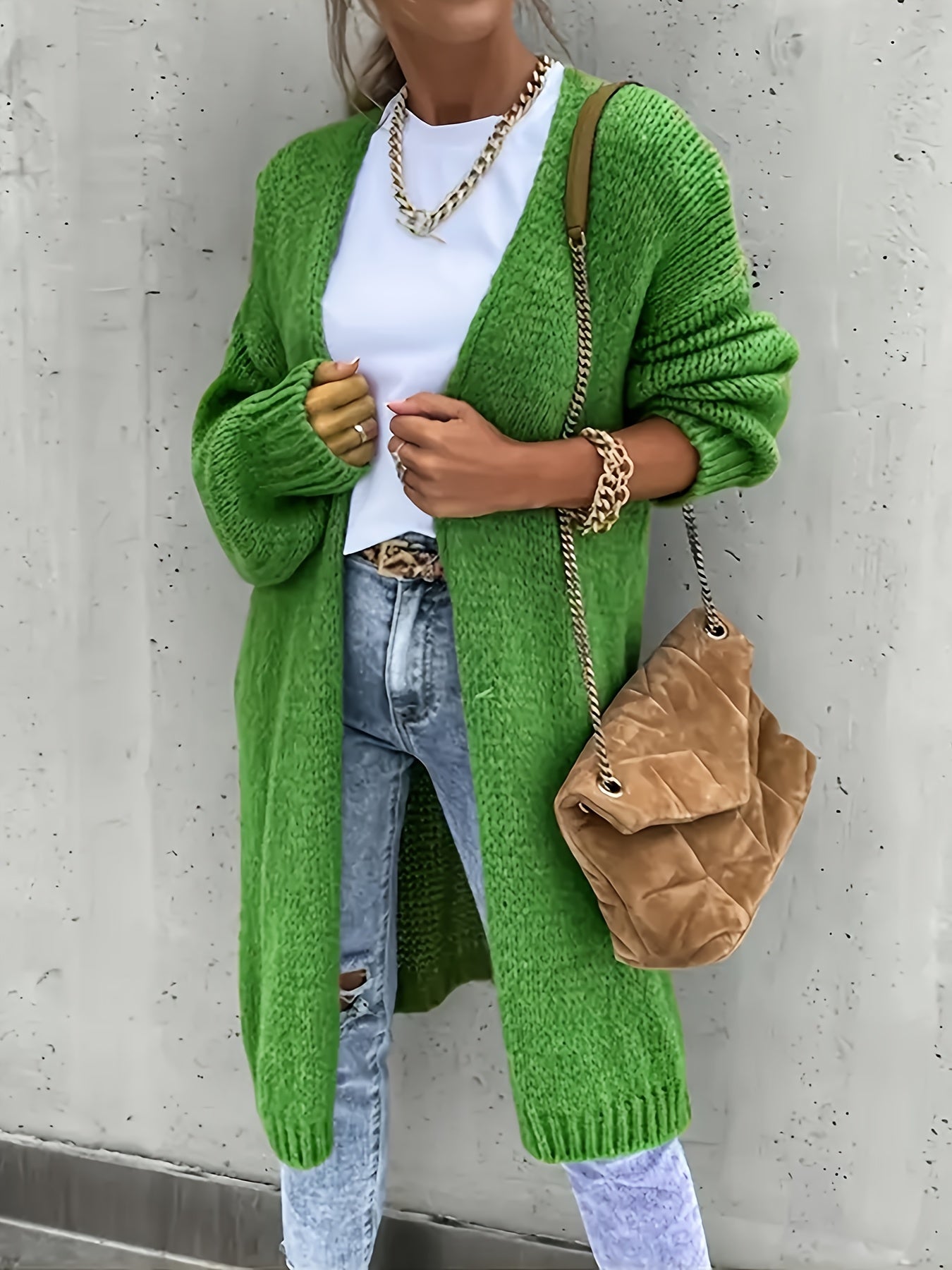 WW | Langarm Gestrickte Strickjacke Für Damen - Perfekt für Alltagstragen