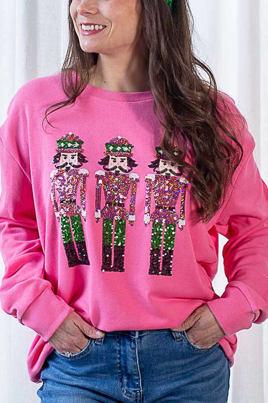 WW | Christmas Guardian Sequin Loose Casual Sweatshirt