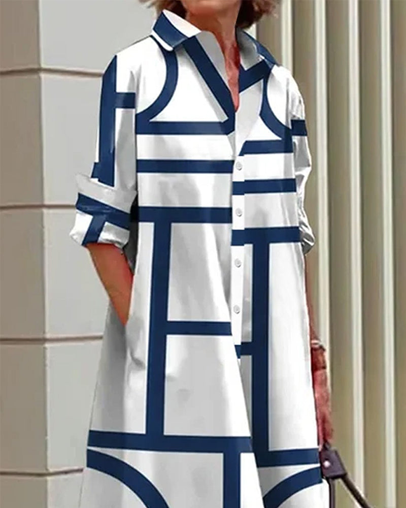 WW | Kleid mit Taschen und Geometrischem Druck
