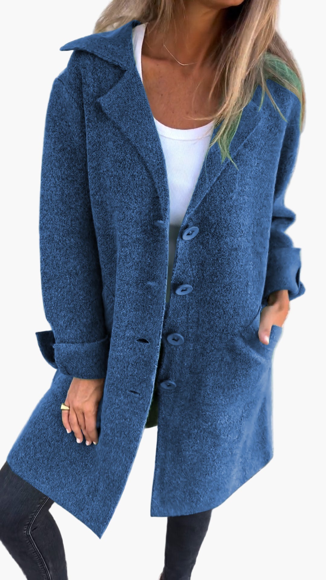 WW | Coat with elegant lapels - Long transitional jacket for everyday wear and the office