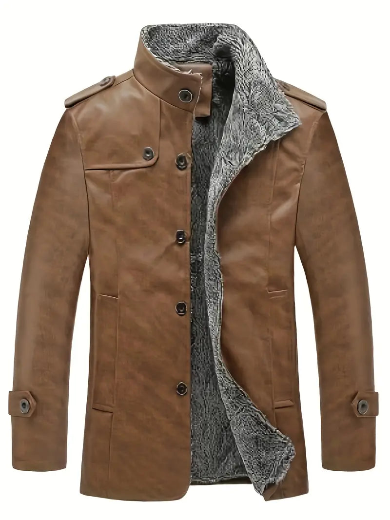 WW | Men's Leather Jacket with Wool - Perfect for Outdoor Activities