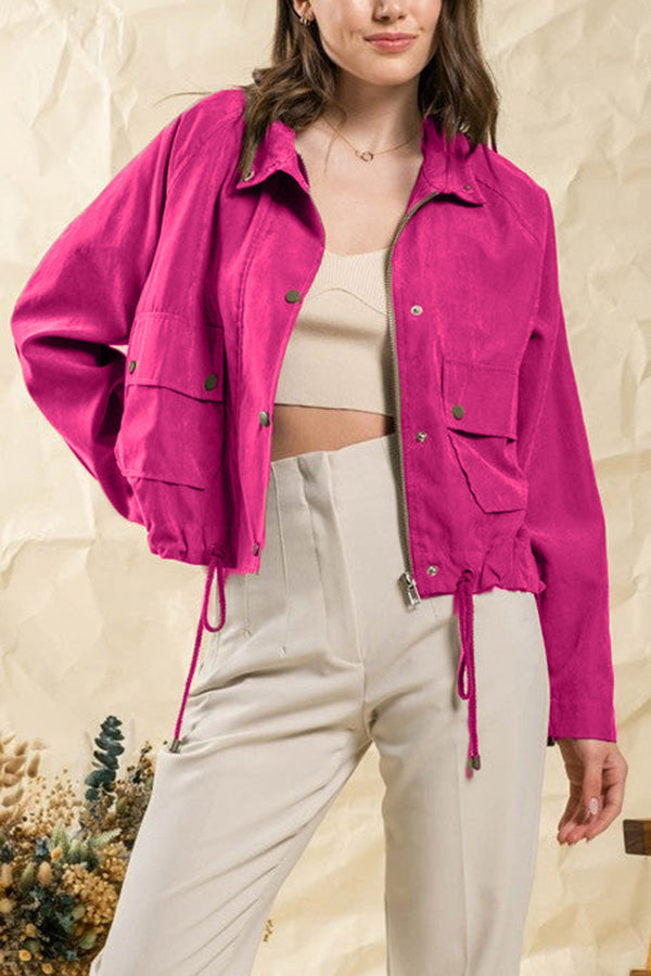 WW | kariert Revers Mehrknopf-Zwei-Taschen-Midi-Jacke