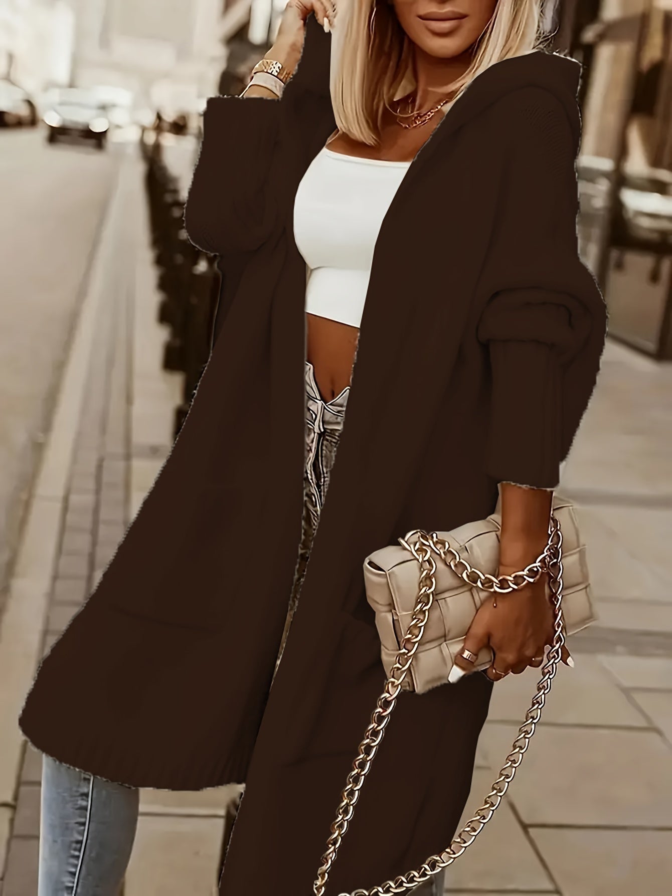 WW | Women's Hooded Cashmere Knit Cardigan - Ideal for Everyday Wear
