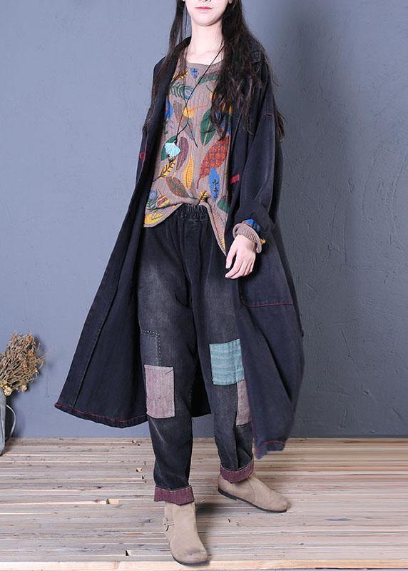 WW | Black Coats Trendy Plus Size Maxi Outerwear