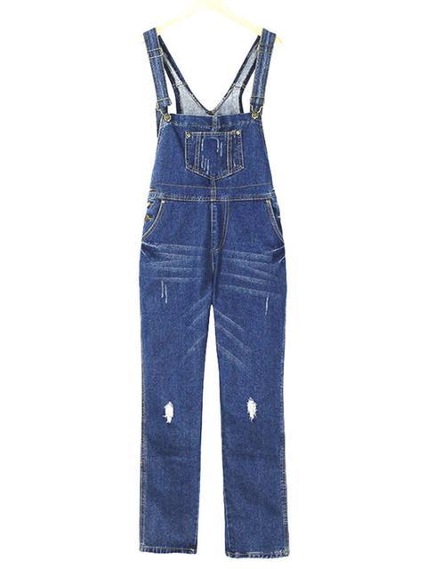 WW | Denim Loose Simple Long Overalls