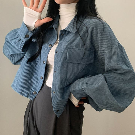WW | Elegante blaue Cordjacke für Damen