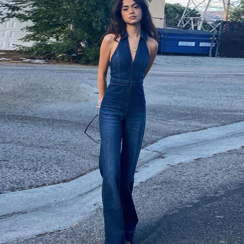 WW | Denim Dungarees with Halterneck