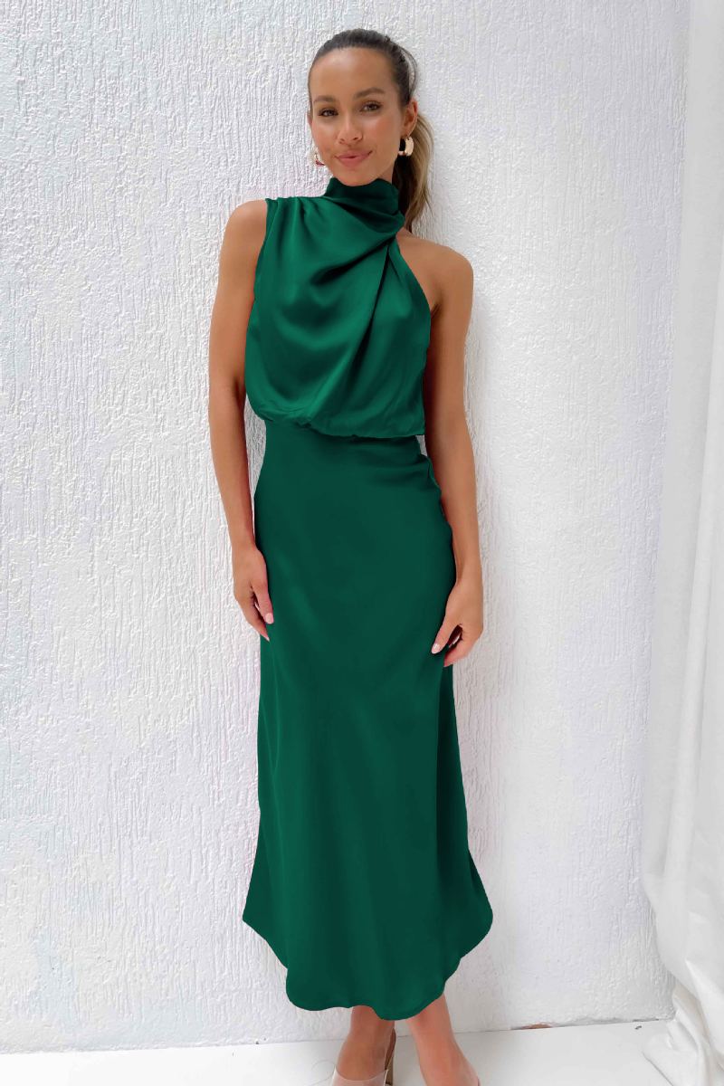 WW | Elegantes Midikleid Mit Asymmetrischem Rundhalsausschnitt