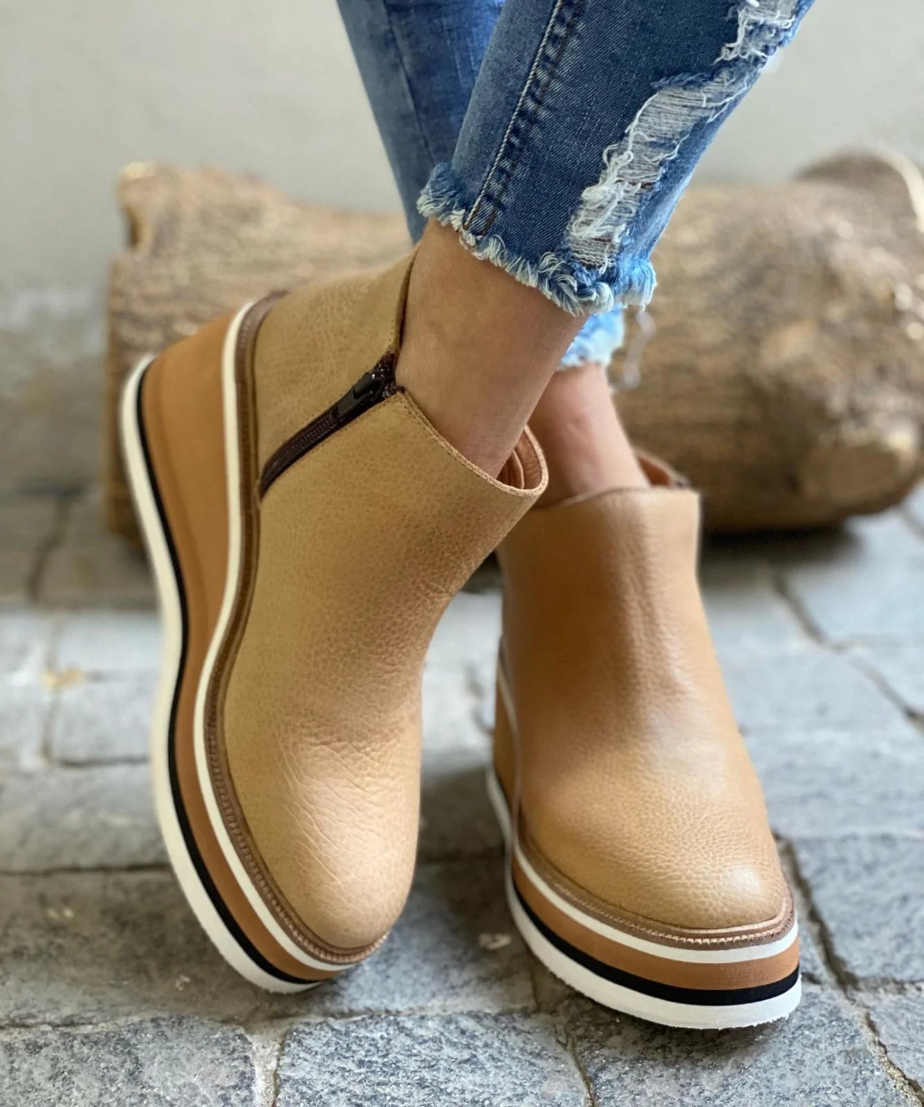 WW | Flache Kunstleder Stiefeletten für Damen - Perfekt für Casual Days