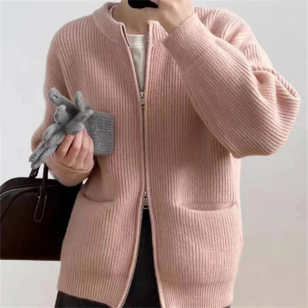 WW | Elegant plus-size women's zip-up cardigan for comfort