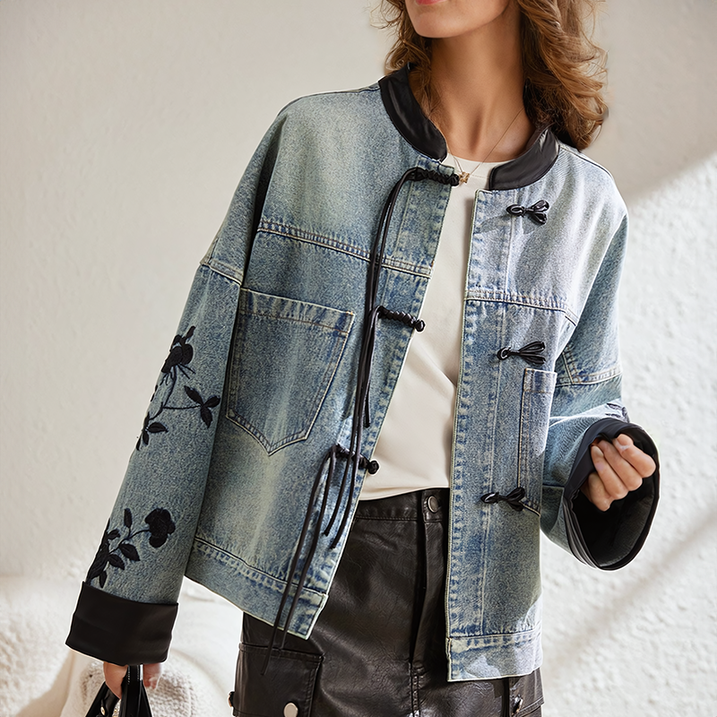 WW | Vintage-Blumen-Jeansjacke