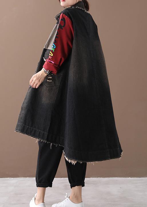WW | Red Letter Print Casual Coats Women's Fashion Lapel Hole Outwears