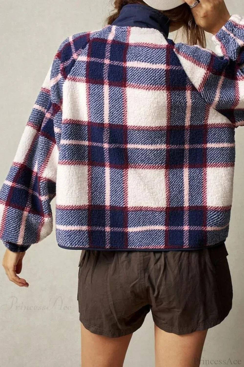 WW | Fleece Plaid Wool Langarmjacke