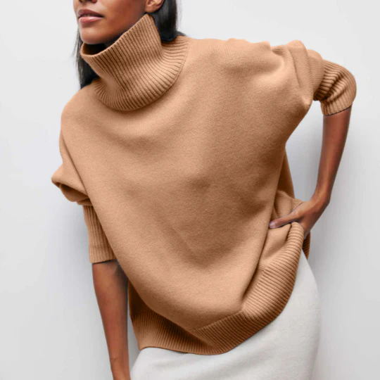 Amélie – Oversized Cotton Jersey with Turtleneck