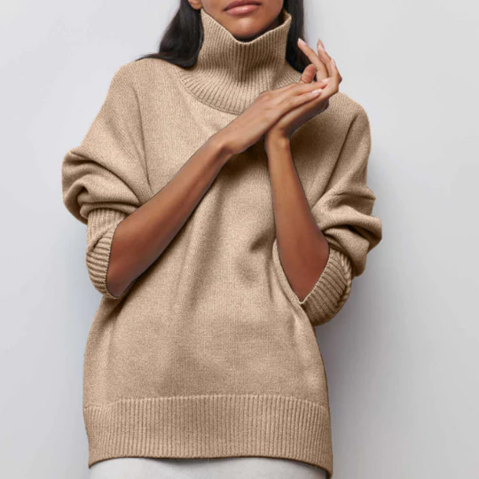 Amélie – Oversized Cotton Jersey with Turtleneck