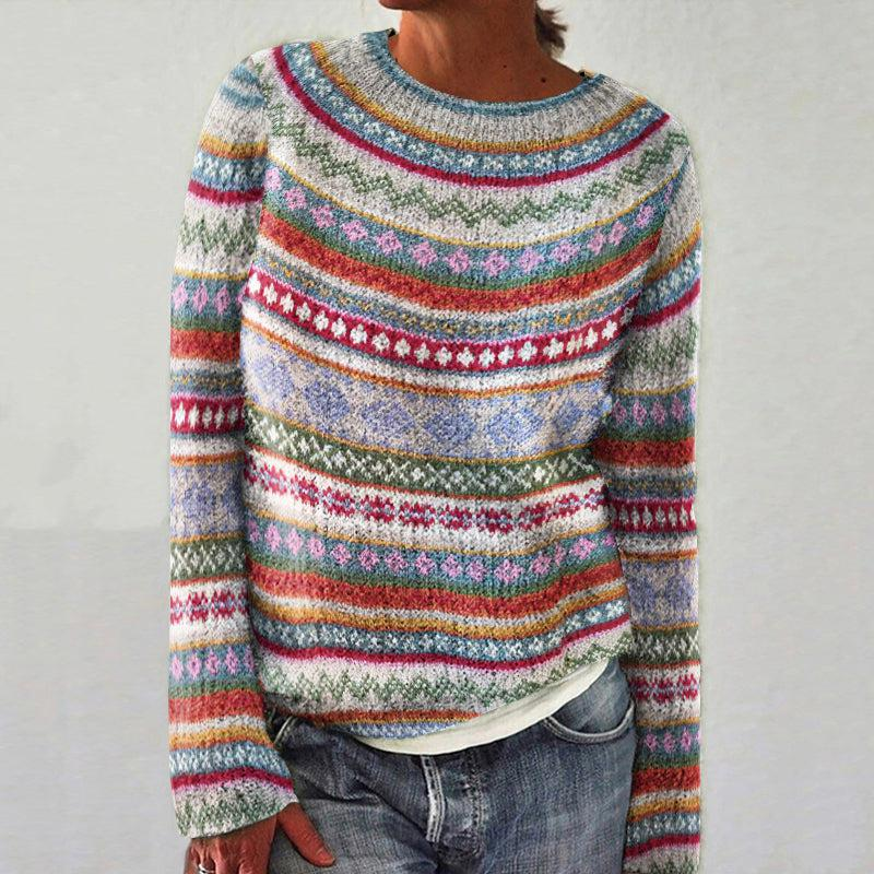WW |  Elegante Wolle Pullover Sweatshirt Gestreift Für Damen