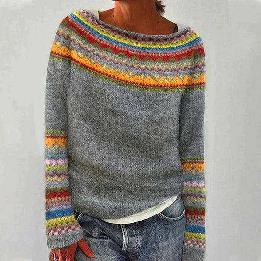 Retro long-sleeved pullover with print