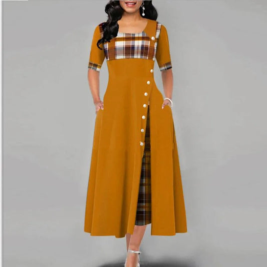 WW - Checked Dress with Half Sleeves