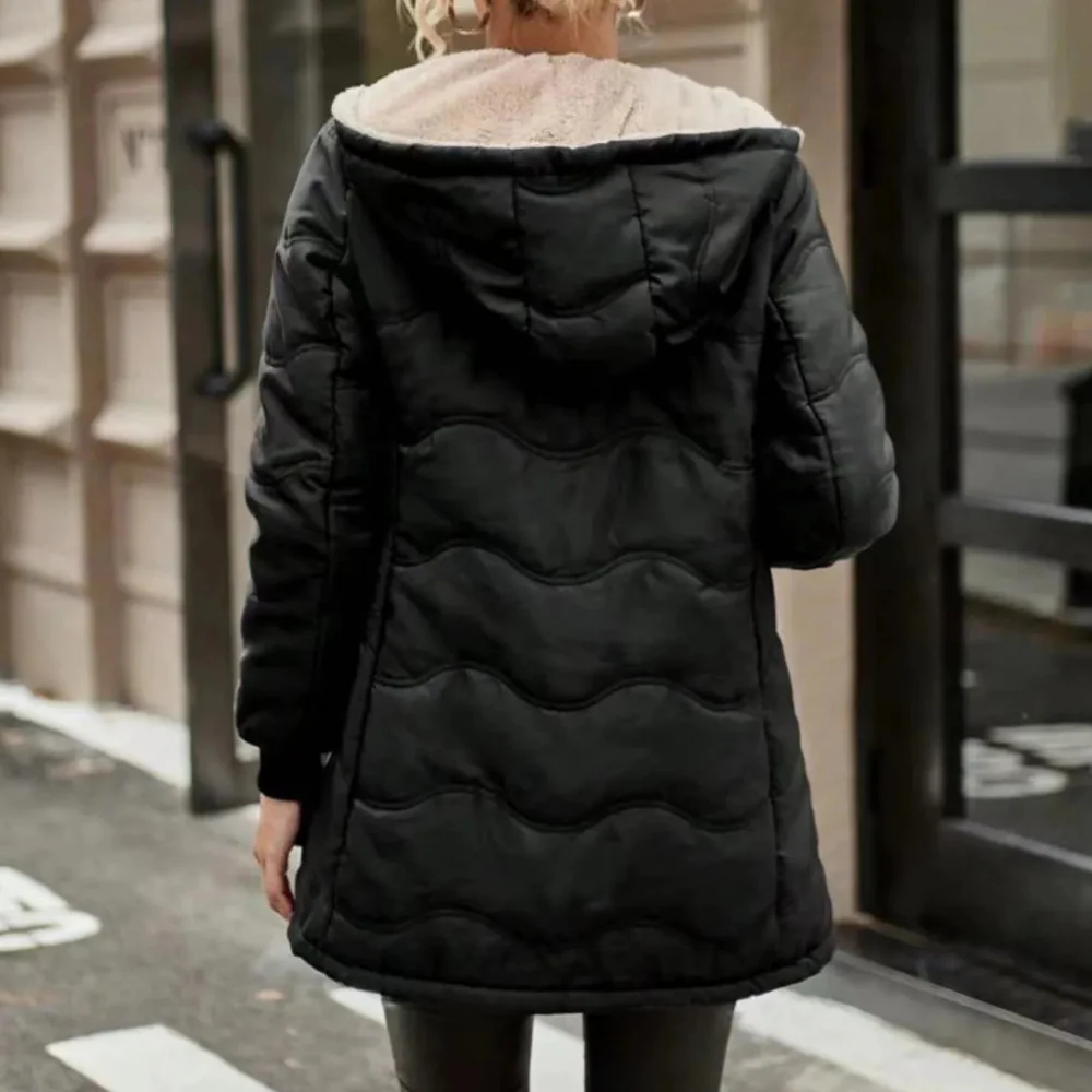 WW | Damen Slim Fit Gewatteeter Trenchcoat mit Kapuzen Design