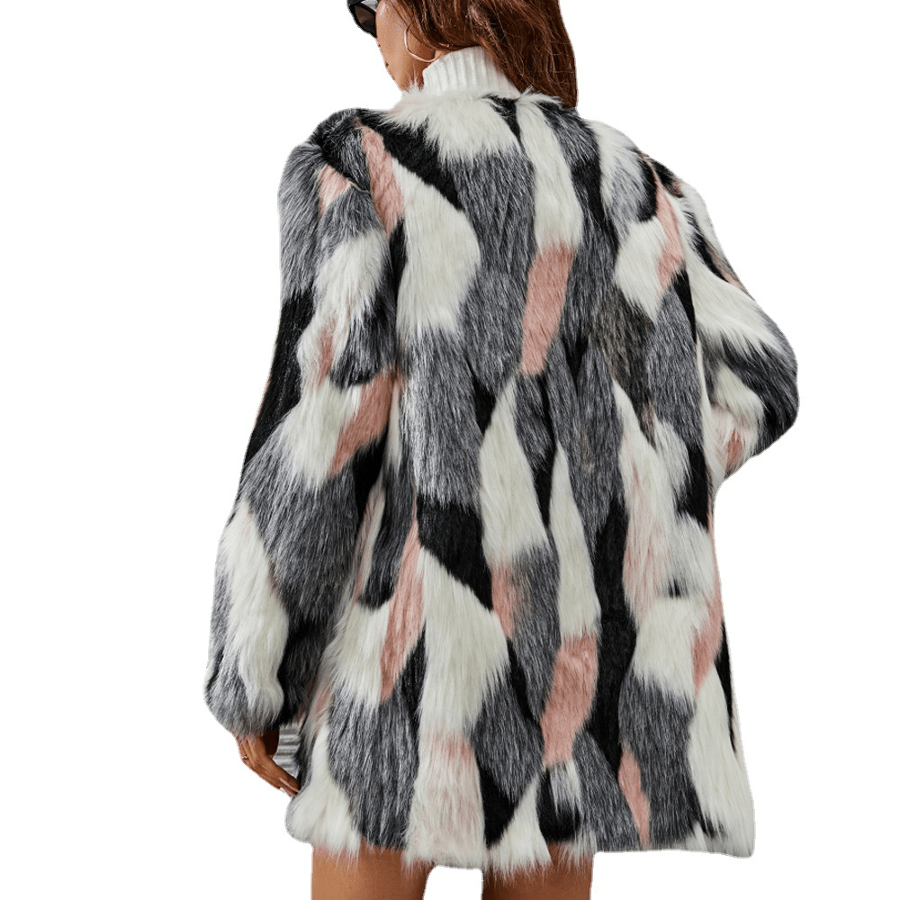 WW | Kunstfellmantel - Mehrfarbiges Patchwork - Schicke & Warme Winterjacke