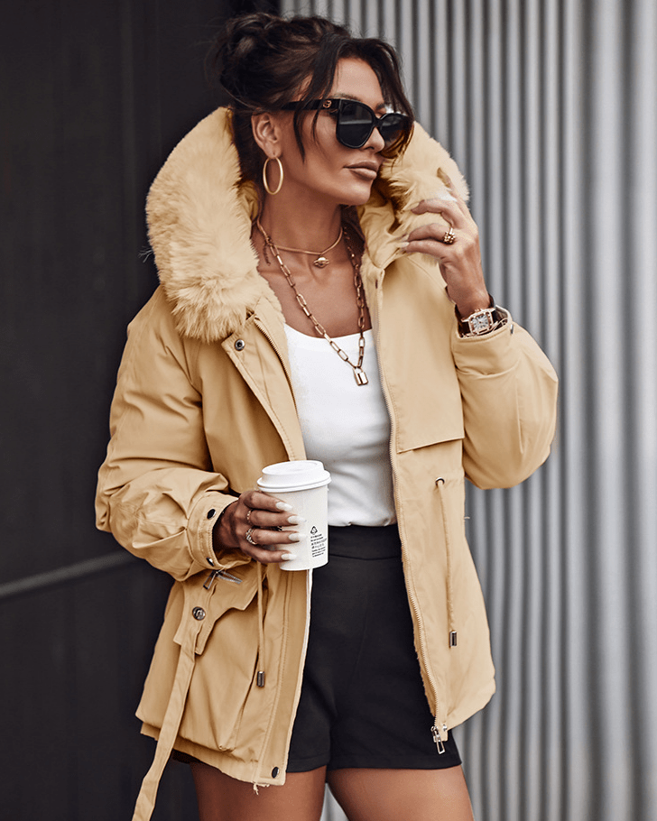 WW | Fellbesetzte Winterjacke - Kurze Parka - Warm & Stilvoll