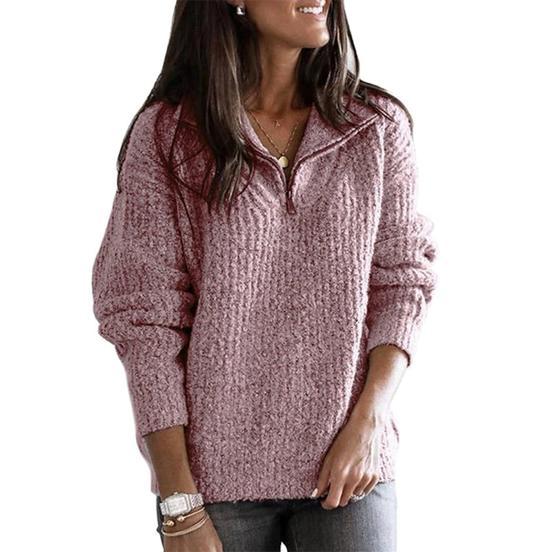 WW | Pullover aus gewaschenem Wolle mit Reißverschluss