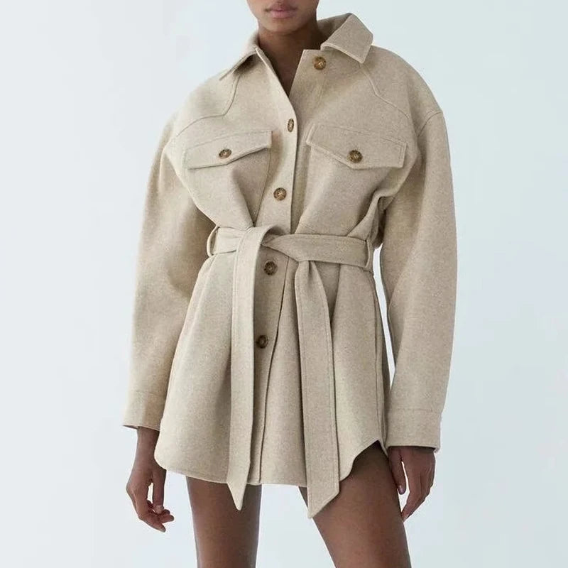 WW | Belted Shirt Coat for Women