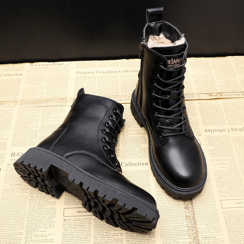 WW | Schwarze Leder-Winterstiefel – Damenstiefel für kalte Tage