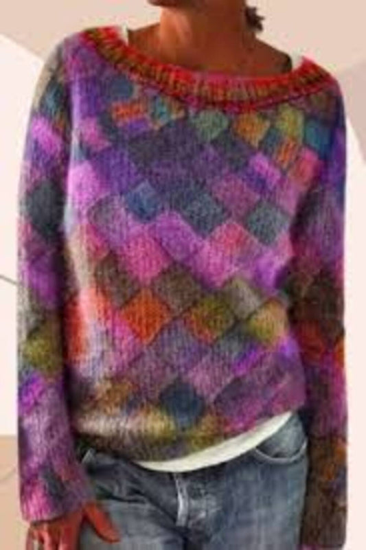 WW | Stilvoller, Lockerer Pullover mit Diamantmuster