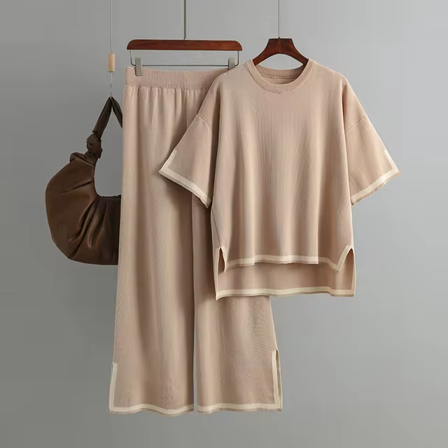 WW | Elegant Ice Silk Short-Sleeved Two-Piece Set