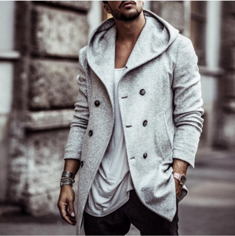 WW | Men's Winter Coat with Hooded Collar and Front Button Closure Design