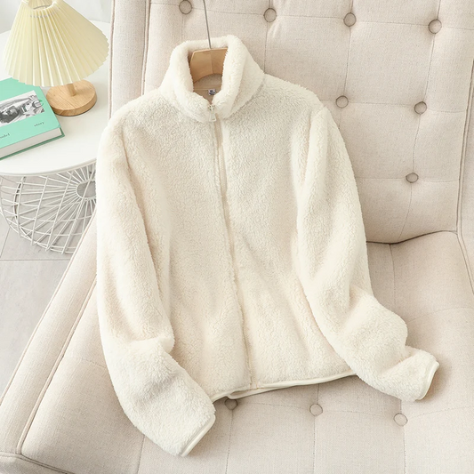 WW | Fleecejacke - Weiches Korallenfleece - Lockere Passform - Wendbar - Hochgeschlossen