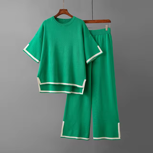 WW | Elegant Ice Silk Short-Sleeved Two-Piece Set