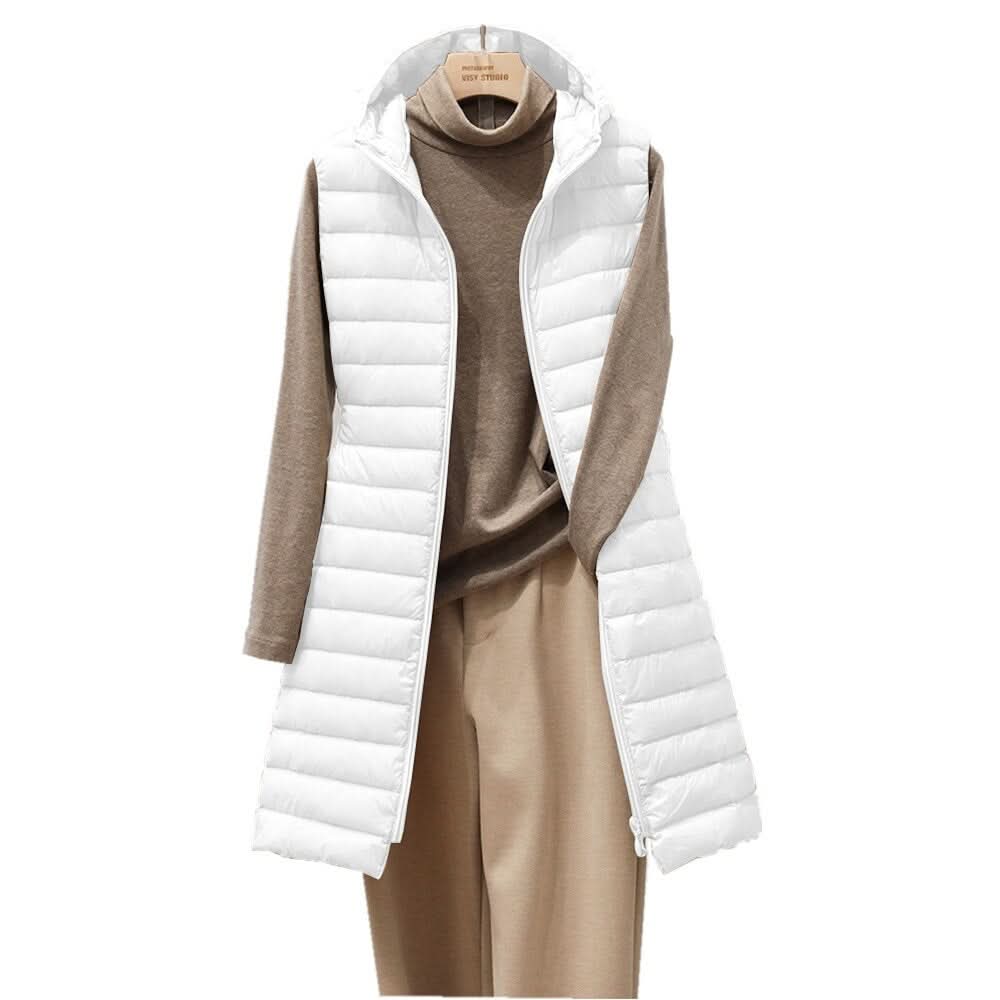 WW | Long hooded quilted vest for women
