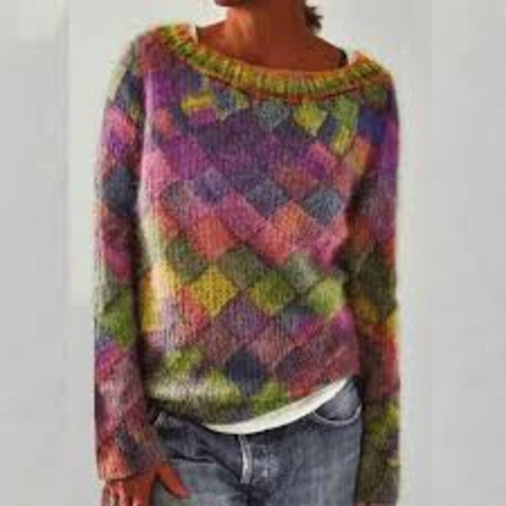 WW | Stylish, Loose-fitting Sweater with Diamond Pattern
