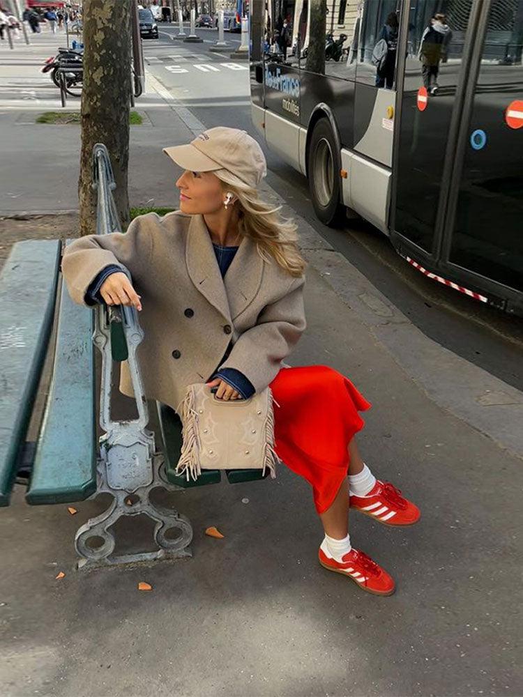 WW | Double Breasted Wool Blend Coat - Oversize - Timeless Elegance - Casual Chic