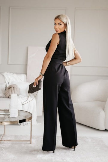 WW | Elegant White Jumpsuit with Tie Belt for Women