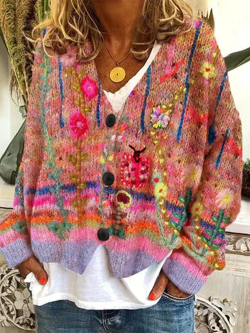 WW | Bunte & Stilvolle Bedruckte Jacke mit Knöpfen
