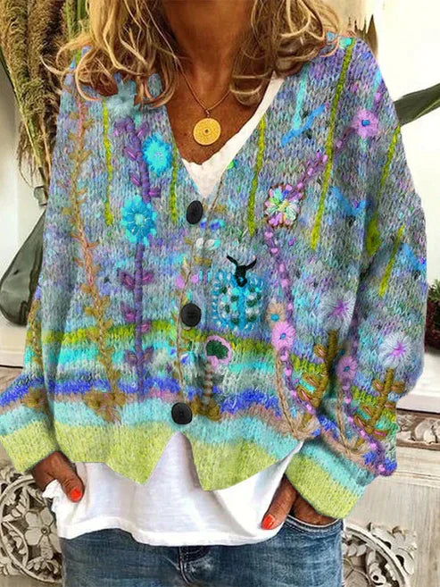 WW | Bunte & Stilvolle Bedruckte Jacke mit Knöpfen