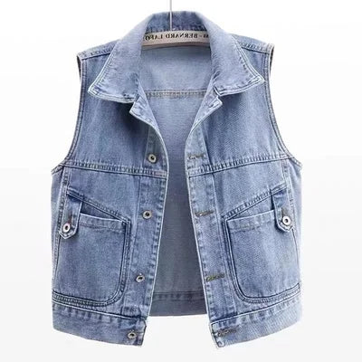 WW | Casual denim vest with pocket detail