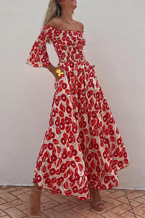 Amanda - Maxi dress with pockets and floral print, perfect for your holiday