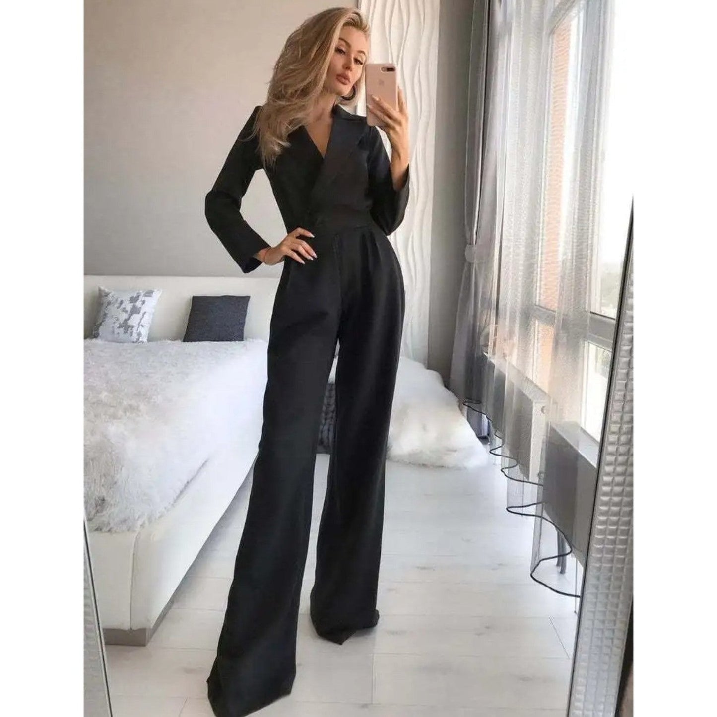 WW | Elegant Women's White V-Neck Jumpsuit